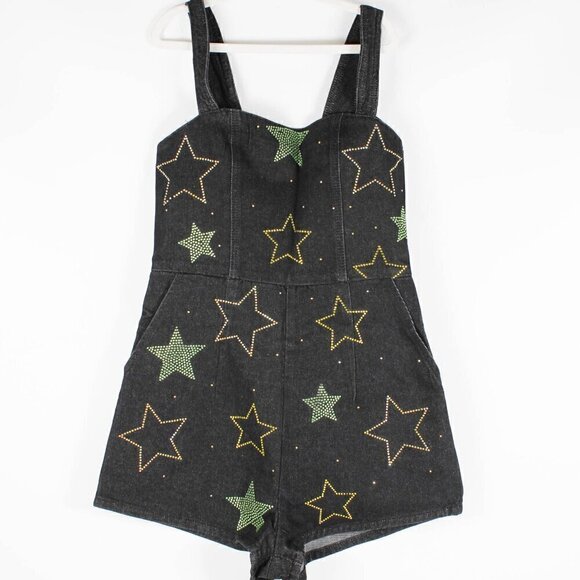 Nasty Gal Star Hotfix Denim Playsuit, NWT, Size 8 - Picture 2 of 9